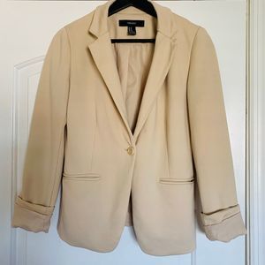 Forever 21 Women's Cream/Biege/Tan Spring Work Dressy One Button Blazer | Size M